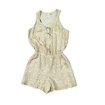 Club Monaco Womens Short Romper Size 6 Silk Tan Floral Tank Sleeveless Jumper - £17.92 GBP