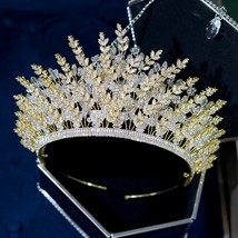 New Tiaras Handmade Crystal Beads Big Gold Crown Headwear Luxury Queen Crown For - £279.44 GBP