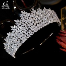 New CZ Tiara Crystal Headband Bridal Crown Elegant Atmosphere Ladies Headwear Pa - £130.90 GBP