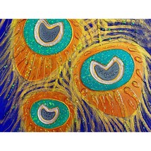 Peacock Sparkle Original Art Mixed Media Artwork Glitter Painting Canvas 11x14in - £151.07 GBP