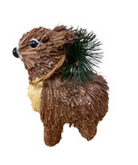 Sisal Reindeer Figurine with pine cone and branch Brown Green  - £4.89 GBP