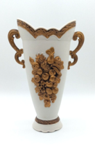 Vintage Bisque Porcelain Vase Hand Painted White Gold Fruit Nippon Yoko Boeki 9&quot; - £23.73 GBP