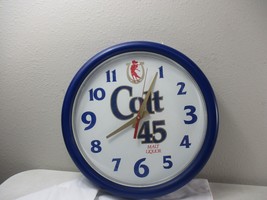 Colt 45 Malt Liquor Promotional Wall Clock Round Blue Plastic 14&#39;&#39; x 14&#39;&#39; - £26.66 GBP