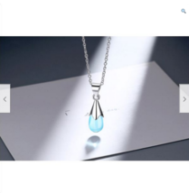 925 Sterling Silver Water Drop Crystal Necklace - FAST SHIPPING!!! - £10.38 GBP