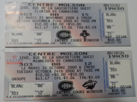 Montreal Canadiens Ticket Stubs 2000 Vs Florida Panthers + Minnesota NM Molson C - £6.20 GBP