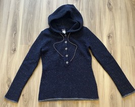 Patagonia Hooded Sweater Navy Blue Speckle 80% Merino Wool 20% Nylon Siz... - $32.67