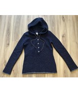 Patagonia Hooded Sweater Navy Blue Speckle 80% Merino Wool 20% Nylon Siz... - $32.67