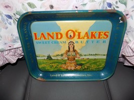 Vintage 13 1/4&quot; X 10 1/4&quot; Land O&#39; Lakes Butter Indian Girl Metal Serving Tray - £130.16 GBP