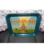 VINTAGE 13 1/4&quot; X 10 1/4&quot; LAND O&#39; LAKES BUTTER INDIAN GIRL METAL SERVING... - $277.53 CAD