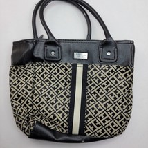 Tommy Hilfiger Womens Canvas Leather Handbag Purse Shoulder Bag Black Ta... - $7.42