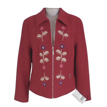 NEW! $836 Geiger Austria Boiled Wool Jacket (Coat)! 6 36  Red with Flora... - $349.99