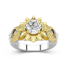 Flower Ring For Women Gold With Nature Daisy Inspired Engagement Wedding Bands - £115.01 GBP