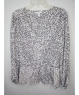 Nine West XXL Blouse Animal Print Peplum Long Sleeve V Neck Top NEW  - $20.44 CAD