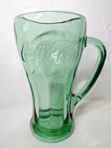 Coca-Cola Libbey Script Writing Mug Vintage Green Vintage Glass w/Handle 12 oz - £9.95 GBP