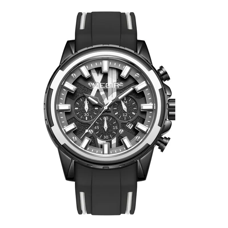 Quartz Watches Men Silicone Strap Chronograph Analog Wristwatch Luminous... - $39.33