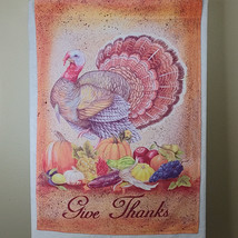 Thanksgiving Garden Flag 27x39  inches Nylon  Turkey Food Speckled Orang... - $9.49