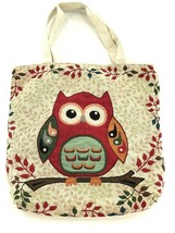 OWL Canvas Hobo Large Tote Bag With Zipper Multicolored Satchel Purse - $21.77