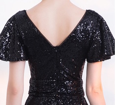 BLACK Maxi Sequin Dress Outfit Women Fitted Custom Plus Size Sequin Dress image 9
