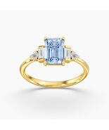 14K Solid Yellow Gold Fancy Blue Emerald Cut Lab Grown Diamond Ring 2.25ctw - $10,889.97