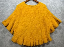 Mustard Fluffy Knit Poncho Sweater Do Everything In Love One Size Fall - $324.25 MXN