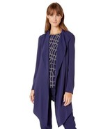 Anne Klein Women&#39;s Drape Front Long Jacket, Eclipse, S - $108.32 CAD