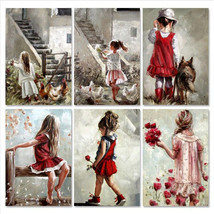 Paint By Numbers Kit DIY Oil Painting Girl And Dog Wall Art Decor for Adults Kid - £12.89 GBP