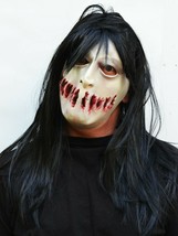 Scary Sadistic Killer Mask Gory Halloween Bloody Mask with Hair Costume - $14.99