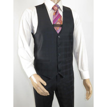 Men Suit BERLUSCONI Turkey 100% Italian Wool Super 180's 3pc Vested #Ber41 Black image 12