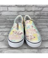 Time And Tru White Watercolor Canvas Slip On Sneakers Size 11 New Withou... - £12.10 GBP
