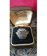 Antique Vintage Art Deco Sterling Silver &amp; Marcasite Ring Size UK W, US ... - £46.54 GBP