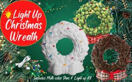 Light Up Holiday Christmas Wreath - Ceramic Bisque - Unpainted or Painte... - $85.00