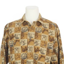 Woolrich Brown Animal Print Chamois Cotton Button Front Outdoor Shirt Mens Large - £43.28 GBP