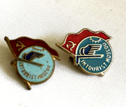 VTG lot of 2 Intourist Moscow USSR Russia enamel Pin Lapels - £15.79 GBP
