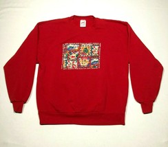 Vintage Christmas Sweatshirt Mens L Red Crew Neck Kellington Made in USA - £14.66 GBP