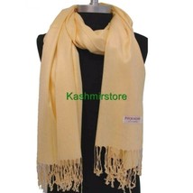 100% Pashmina Solid Light Yellow Silky Soft Scarf Wrap Stole Cashmere Shawl For  - £15.28 GBP