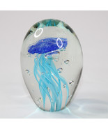 Art Blown Glass Blue Swirl Jellyfish Decorative Sculpture Fish Paperweight  - €9,13 EUR