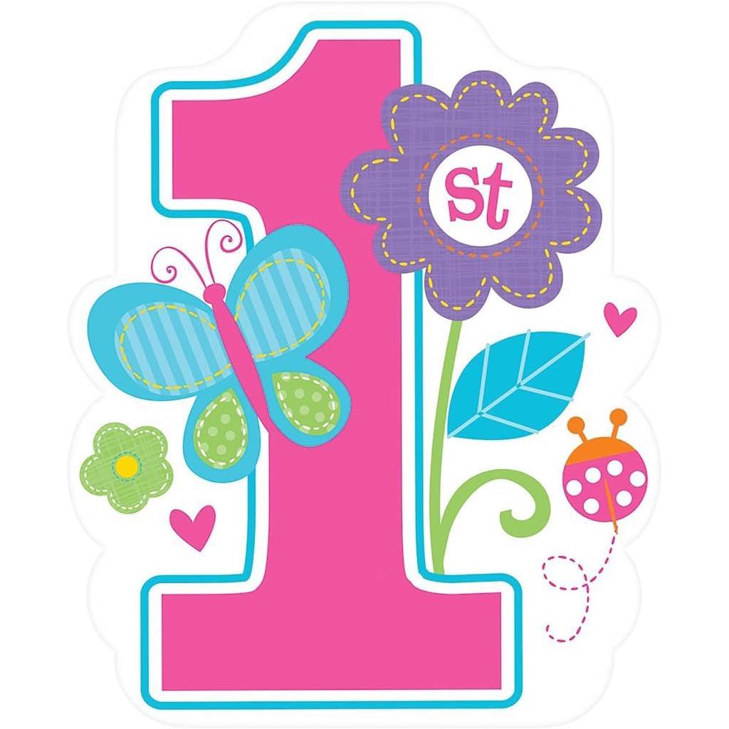 1st Birthday Girl Flower Butterfly Cutouts Party Decorations 12 Piece Pe... - $4.95