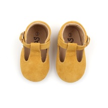 Size 3 Starbie Soft-Sole Baby Mary Jane Shoes Yellow Suede Baby Toddler shoes - £14.47 GBP