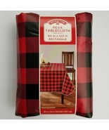 Buffalo Plaid Vinyl Tablecloth 60 x 102 Red Black Checked Christmas Holi... - $31.44 CAD