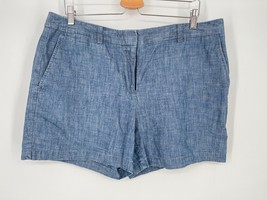 Lands&#39; End Not Too Low Rise Chambray Shorts Sz 16 Evening Sky Blue - £15.41 GBP