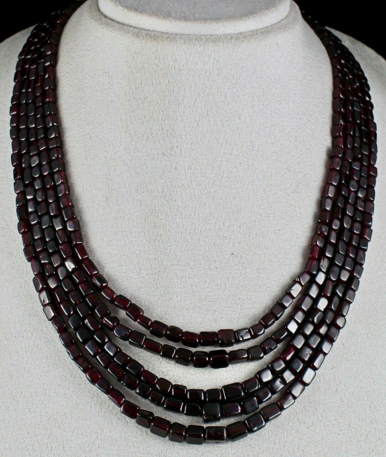 NATURAL GARNET BEADS SQUARE 5 LINE 842 CARATS GEMSTONE FASHION LADIES NE... - $102.60