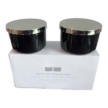 Z Gallerie Storage Duo Set Of 2 Ceramic Canisters Metal Lids 2.5x4 in  8... - £14.23 GBP