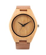 Natural Wooden Watches Handmade Men&#39;s Quartz Watch-Brown - £26.09 GBP
