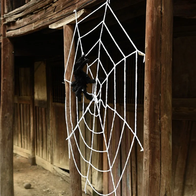 Game Fun Play Toys Stretchy Spiderweb Artificial Spider Halloween Cobweb Terror  - £23.54 GBP