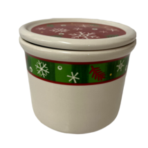 Longaberger Pottery Holiday One Pint Crock Snowflake With Lid Excellent ... - $28.21