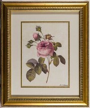Pj Redoute 20x24 Rosa Fiore Stampa Color Oro Ornate Telaio Vtg g25 - £268.88 GBP