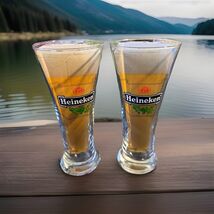 2 Heineken Beer Pilsner Glasses  7" Tall 11.5 oz Home Bar Gift - $23.76