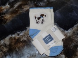 JANIE AND JACK BLUE/WHITE DOG W/COLLAR SOCKS SIZE 3/6 MONTHS NEW - $9.30