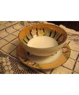 Noritake Morimura green stamp mayonnaise bowl with underplate RARE [67] - $62.49 CAD
