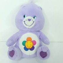 Care Bear Harmony Bear Beach Purple Plush 8” Rainbow Flower Stuffed - £14.84 GBP